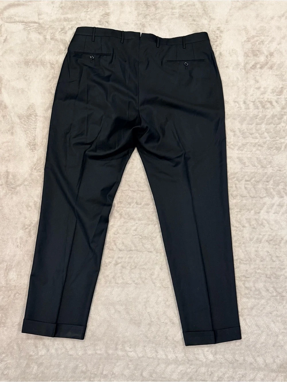 Incotex Slowear Dress Pants Mens 40 Black Wool Cuffed Trousers Classic Fit Italy